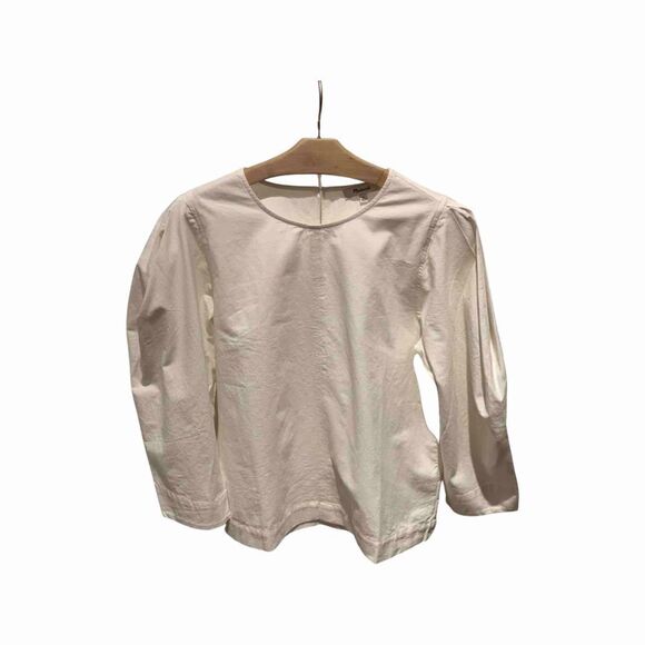 Madewell Cotton Crepe White Puff-Sleeve Seamed Top Size Small - Picture 4 of 7